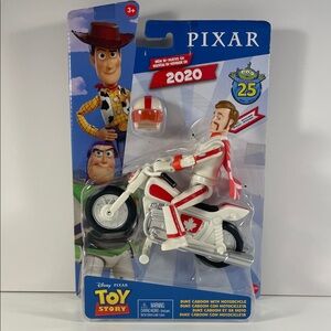 Toy Story Duke Caboom Action Figure with Red and White Motorcycle